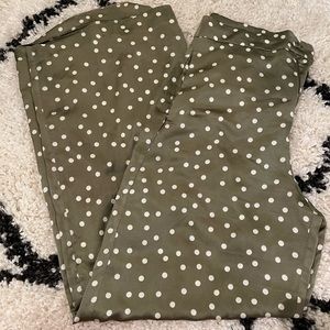 Zara Basic Green Polka Dot Flowy Satin Pants Size M